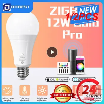 1 / 2 ЕЛЕМЕНТА ZigBee 3.0 LED Интелигентна Лампа 12 W RGBCCT Светлина Работи с приложение Echo Plus Алекса SmartThings/Гласов/Радиочастотное Дистанционно Управление