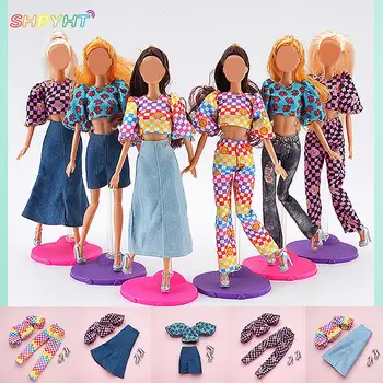 1 комплект модерен кукольной дрехи 30 см, Модерен костюм от две части, Риза, Пола, Панталон, Аксесоари за обличане на кукли