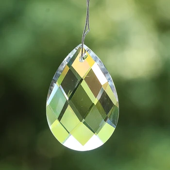 2 ЕЛЕМЕНТА 38 мм 38 мм Прозрачна Мрежа, Медальон във формата на капка вода, Стъклена Художествена Crystal Prism, Фасетиран Козирка за украса на прозорци