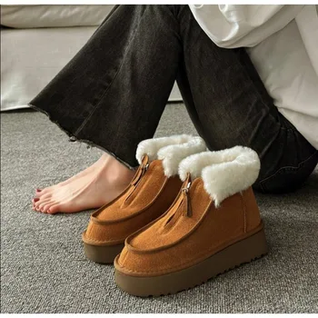 2023 Нова дамски термообувь Дамски зимни обувки Кожени обувки, Дамски ежедневни обувки, Дамски удобни дамски обувки Botas Mujer