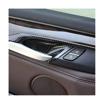4 бр. Вътрешна врата копчето на колата, тампон на купата за BMW X5 F15 X6 F16 2014-2018, рамка за панели подлакътник, декоративни стикер от въглеродни влакна