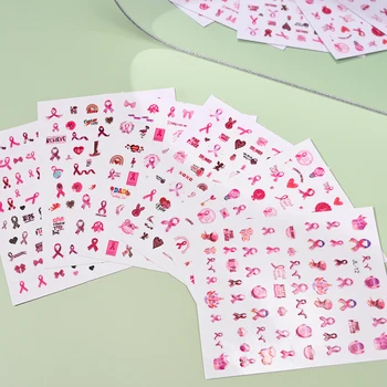 6 бр./компл. Розова Лента Етикети за Дизайн на ноктите, Информираността за рака на гърдата, Аксесоари за Маникюр, Салонные Женски етикети 