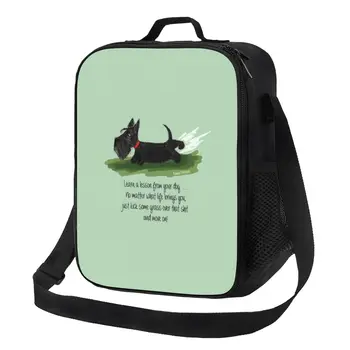Kawaii Scottie Dog Изолирано чанта за обяд за шотландски териер Преносим охладител Термална кутия за Bento за хранене на Открито на Къмпинг, за Пътуване