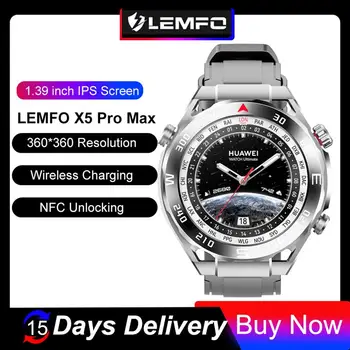 LEMFO Smartwatch Man 2023 Bluetooth Предизвикателство NFC Смарт часовници Мъжки Водоустойчива, Безжична зареждане 1,39 инчов екран 360 * 360 HD