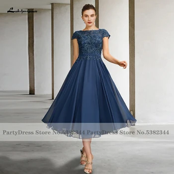 Lakshmigown/ Вечерни дамски рокли за гостите на сватбата, тъмно синя рокля за майката на булката дължина до Чайна, Празнична рокля 2023 г.