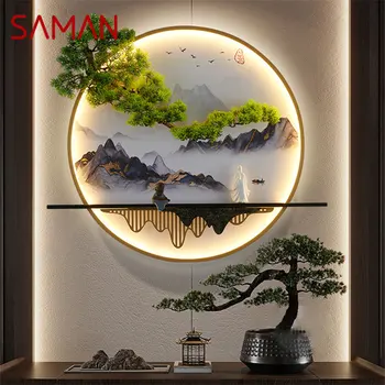 SAMAN Модерна стенни модел С подсветка Вътре Творчески китайски пейзаж Стенни аплици led Лампа за дома Хола Спалня на Кабинета