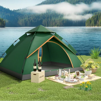 Автоматична палатка за къмпинг, за 3-4 човека, лесна моментална инсталация, преносим раница за защита от слънцето, пътуване, непромокаемая