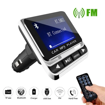 Автомобилен FM предавател, Bluetooth, MP3 Музикален Плейър с 1.4-инчов LCD екран, микрофон, Адаптер за бързо зареждане, FM модулатор zender