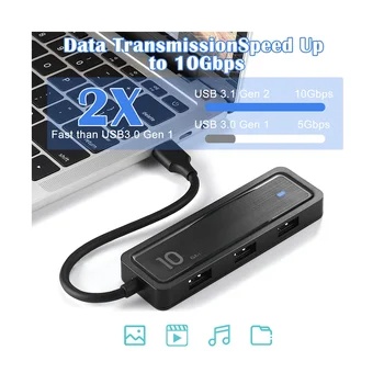 Адаптер 10 Gbit/s Type C до USB 3.2 Преносима Бърз пренос на 6 в 1 за многократна употреба Hub Конвертор за презентации и Лекции