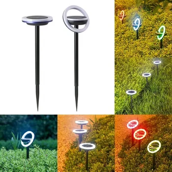 Въртящи заземен щепсел, слънчев уличен лампа за тревата, две от цветове, могат да се използват както в градината, така и в двора
