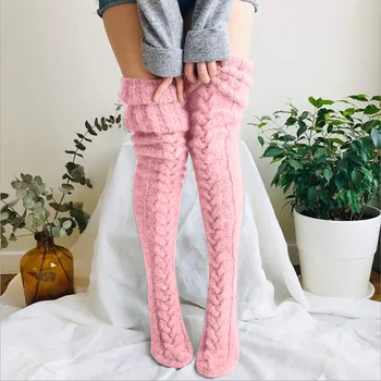 Дамски дебели памучни Чорапи, обикновена Дълги Чорапи, чорапи, Чорапи до бедрото, Женски Улични Модерни Ежедневни чорапогащи