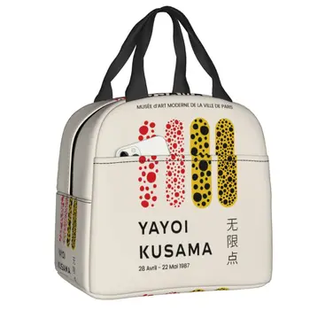 Дамски чанта за обяд в стил абстрактното изкуство Yayoi Kusama, термоохладитель, изолирано чанта за обяд, Плажна чанта за къмпинг, кутия за храна за пикник кутия за Bento