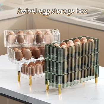 Държач за яйца на 30 клетки, Хладилник, 3-Слойный сгъваща се контейнер за съхранение на яйца, Пластмасови вратата на достъпа на хладилника, Множество, Универсален, с голям капацитет