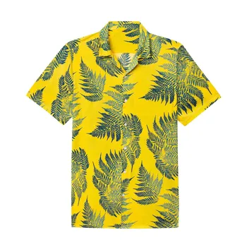 Ежедневна мъжка риза с къси ръкави и без ревера, копчета за копчета, плажна риза с флорална принтом 