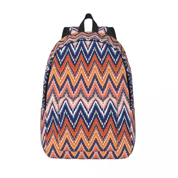 Камуфляжный зиг-заг абстрактен раница за лаптоп, дамски Мъжки Ежедневни чанта за книги, училищна чанта за студенти, Геометрична чанта в стил Бохо с зигзагом
