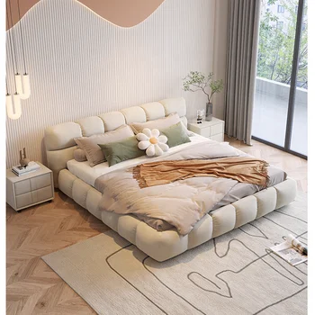 Модерно обзавеждане-бели комплекти спално бельо за спалня gatefold в сгъвката на леглото кралски размер италиански дизайн рамка на легло от плат Queen