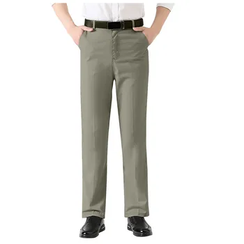 Мъжки Класически панталони с висока еластичност, пролет-лято ежедневни панталони, панталони с висока талия, бизнес ежедневни панталони, Директна доставка