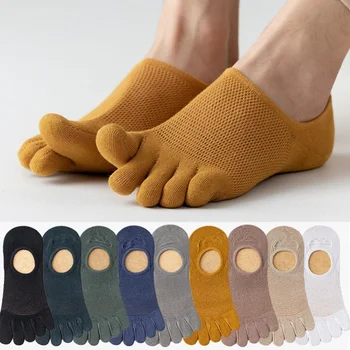 Мъжки модни чорапи с пет пръста, Еластични чорапи с невидим разрезным пръсти, с къс ръкав, Тънки чорапи дишащи, абсорбиращи потта
