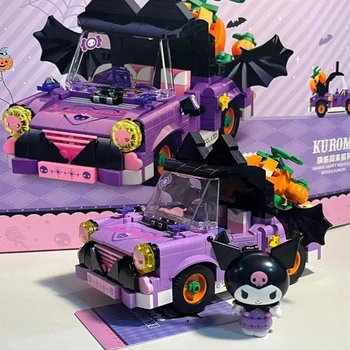 Нов градивен елемент на Sanrio, мультяшная модел автомобил Kuromi My Melody, градивен елемент, сладка детска играчка-пъзел, подарък за рожден ден