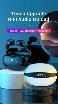 Подобрени слушалки TWS Bluetooth със сензорен контрол-Hi-Fi, цифрова led дисплей, интелигентна слушалки за гласови повиквания с висока разделителна способност