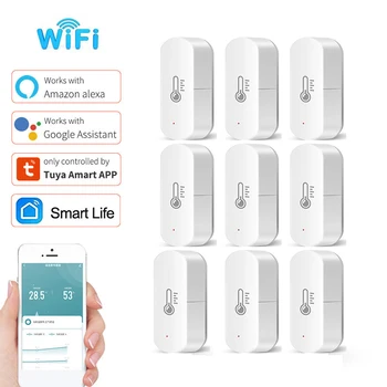 Продажба на едро на Hristo WiFi Сензор за температура и Влажност на въздуха Приложение Smart Life Главината не се изисква Монитор Умен Дом Работа С Алекса Google Home