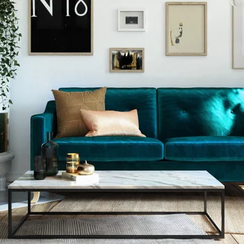 Разтегателен Tess с чифт меки възглавници, Мебели за всекидневна малко пространство, Зелено кадифе диван за хол