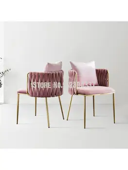 Стол лесен луксозен чист червен стол за грим ins тоалетка табуретка, стол за дрешник спалня маса за хранене, стол за домашно просто страхотна стол