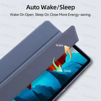 Тънка лека поставка с три купища [Автоматично преминаване в режим на заспиване/събуждане] За Samsung S6/ S7 FE/S7 Plus, универсален калъф с един слот за химикалки