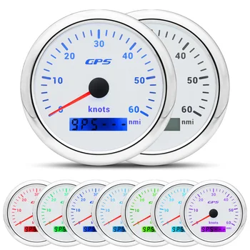 Универсален Цифров Скоростомер За Мотоциклет, Автомобил, Лодка с GPS антена, 7 цвята, 85 мм, GPS за измерване на Скоростта, 30/60 км/ч, възела в час