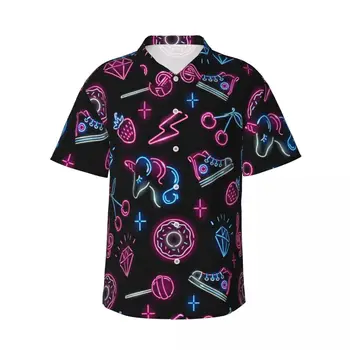 Хавайска риза с 3D принтом Еднорози, мъжки Дрехи, Свободни дишащи мъжки Ризи, Лятна мъжка риза, Мъжки дрехи с къс ръкав