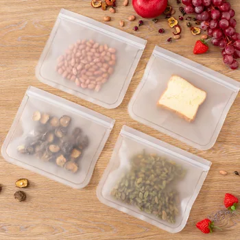 Чанта за консервиране на хранителни продукти PEVA, чанта за храни с цип, охладени чанта за съхранение в хладилник, запечатани чанта за закуски peva