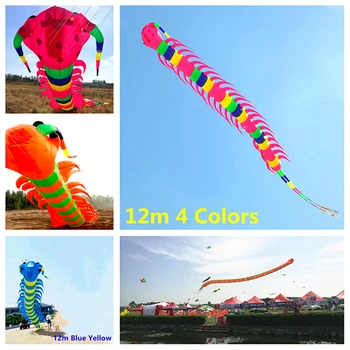 безплатна доставка на 12 метра, голяма стоножка въздушен змии окачване летящ ветрозащитный въздушен змии опашки играчки за улицата меки играчки Dragon fly уиндсърф