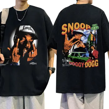 тениска с графичен принтом Времена Снууп Догга на 90-те, Мъжка Мода, Хип-хоп Реколта Градинска Тениска, Ежедневни тениски Оверсайз с къс ръкав